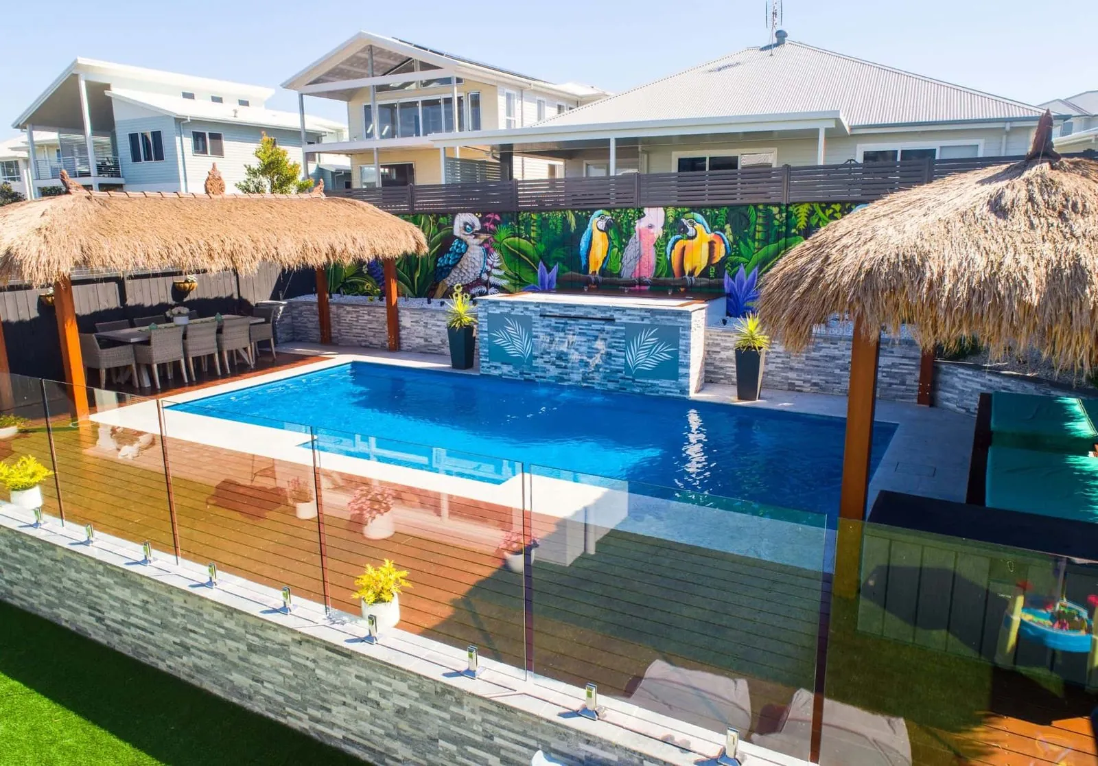 An Australian-made fibreglass pool from our range, water in