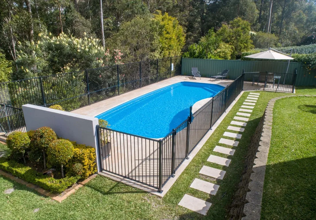 A Belmont 11 fibreglass pool in Blue Spice