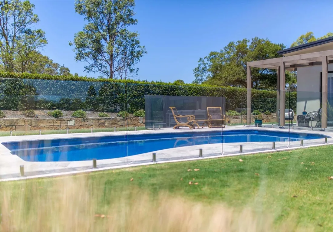 A Belmont 9 fibreglass pool in Ocean Blue