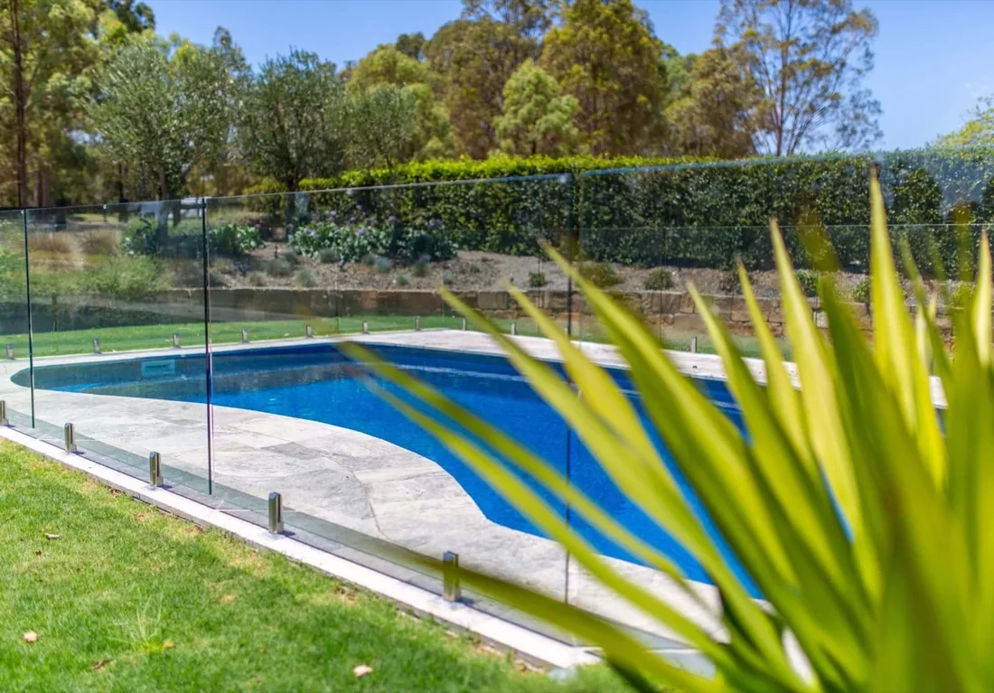 A Belmont 9 fibreglass pool in Ocean Blue