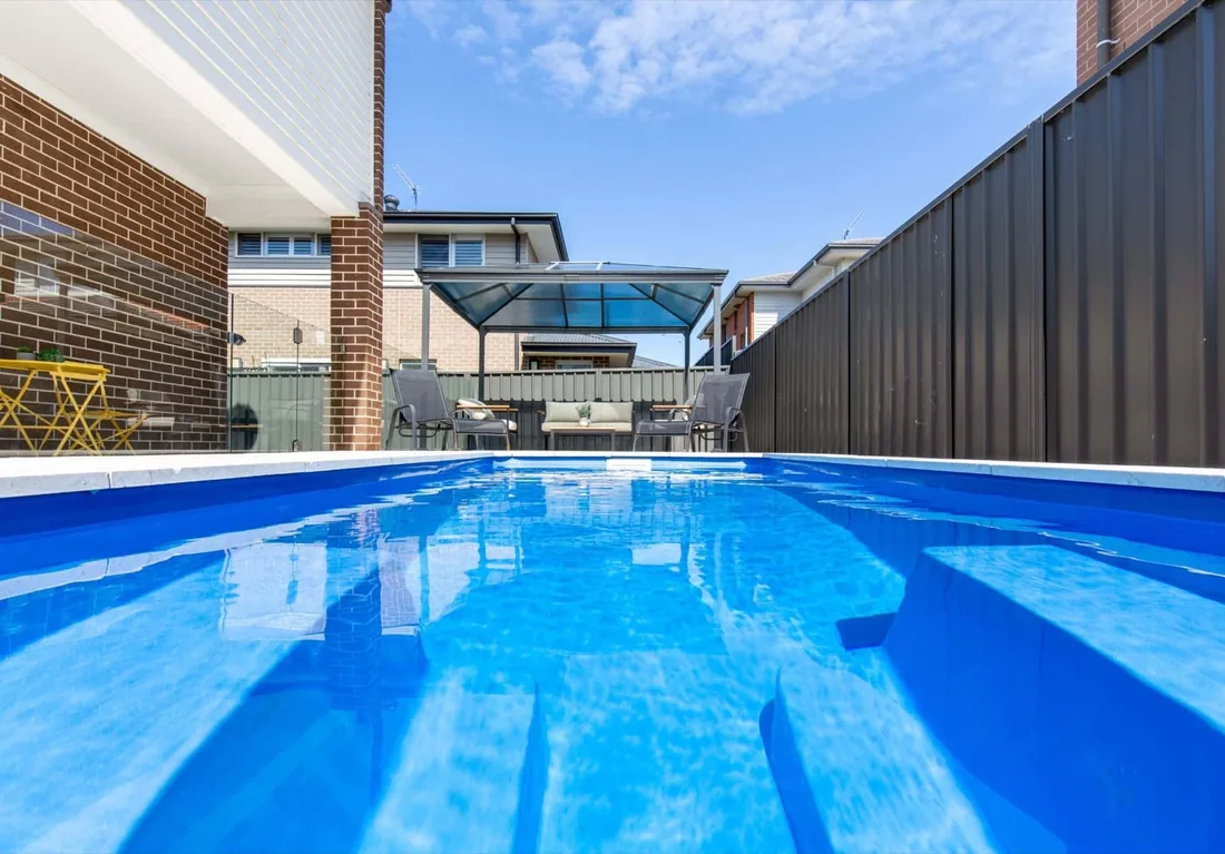 A Cleo 4 fibreglass pool in Crystal Sapphire