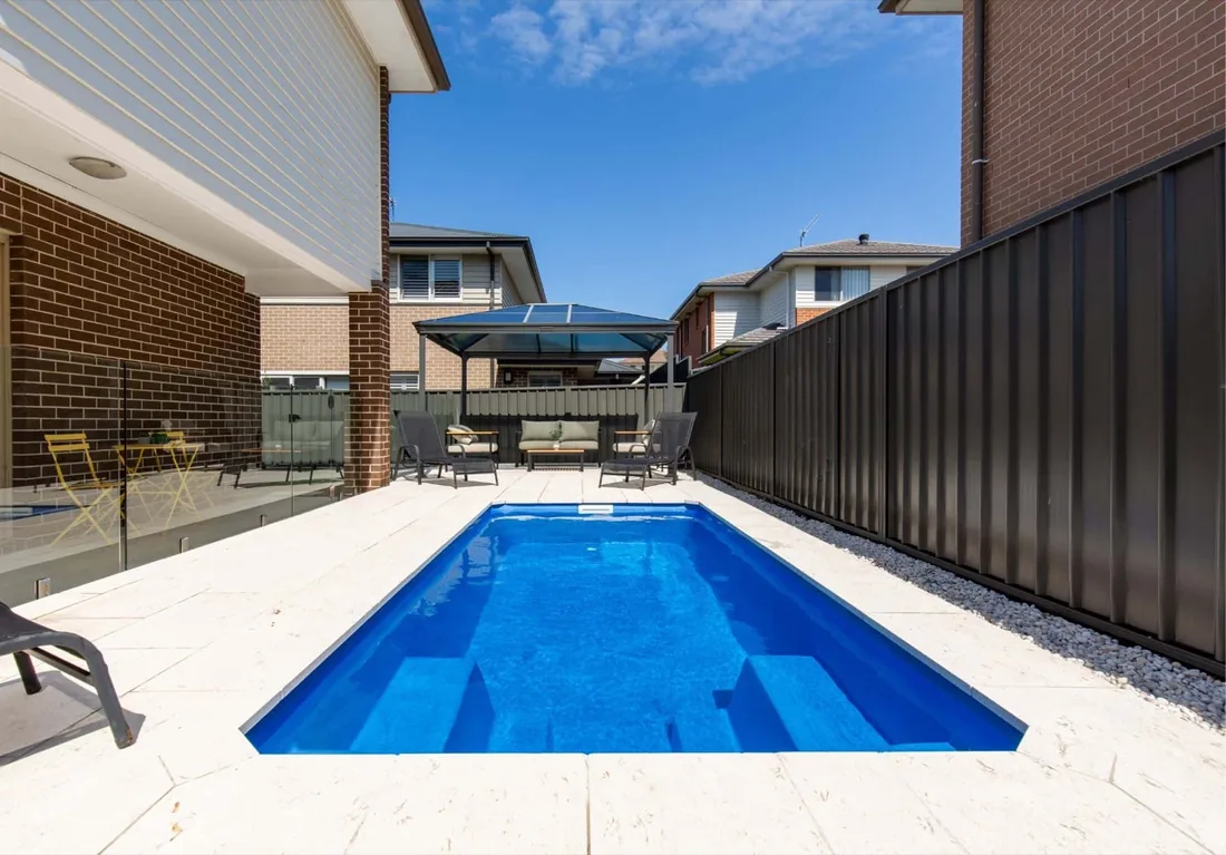 A Cleo 4 fibreglass pool in Crystal Sapphire