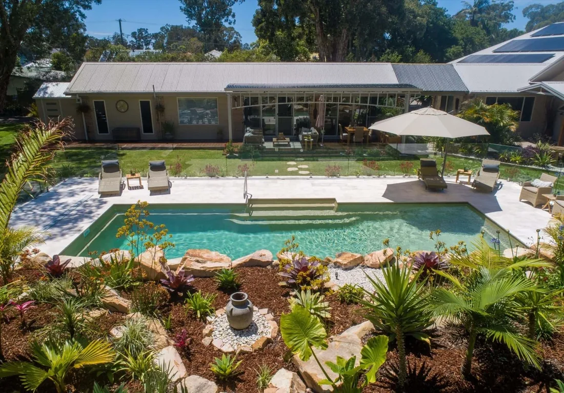 A Cosmo 11 fibreglass pool in Beach Sand