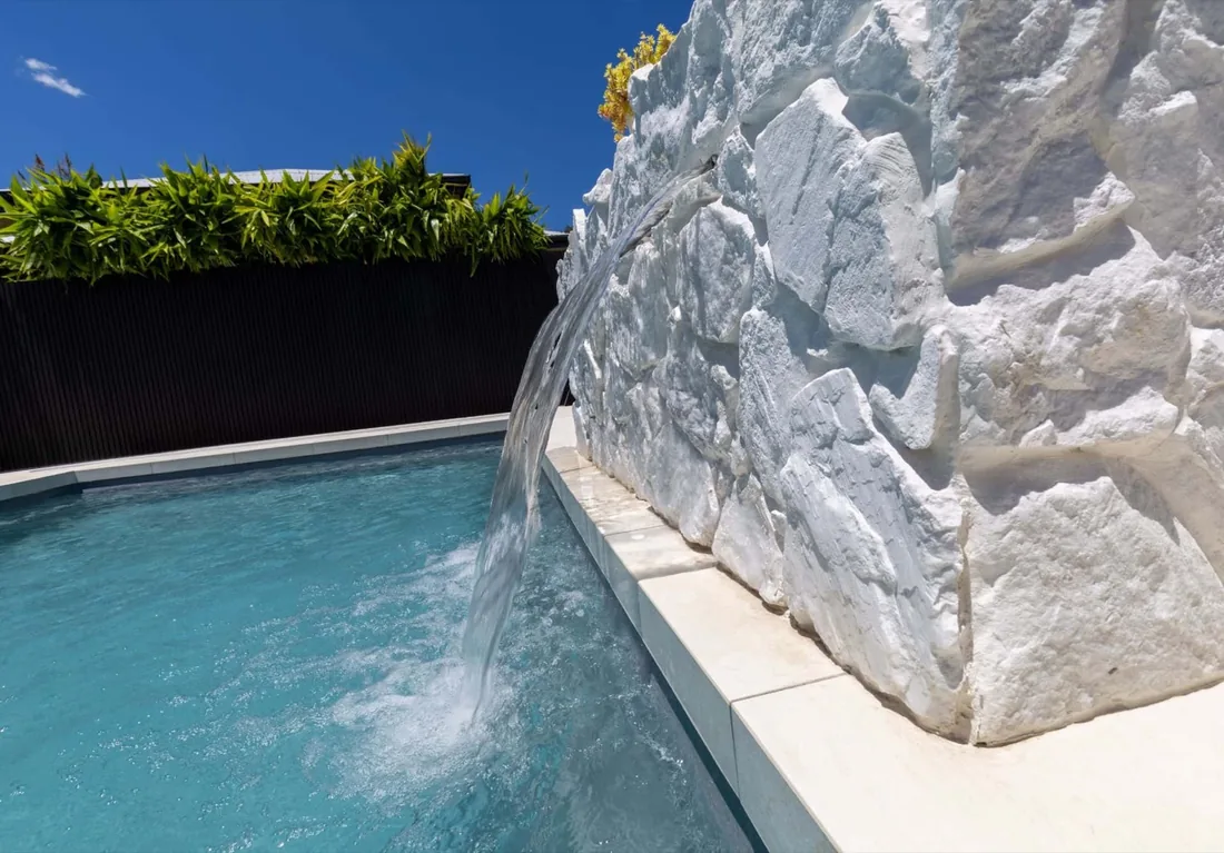 A Cosmo 8 fibreglass pool in Grey Spice