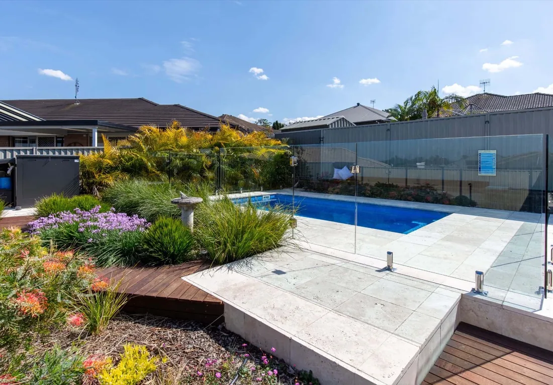 A Nova 5 fibreglass pool in Crystal Sapphire