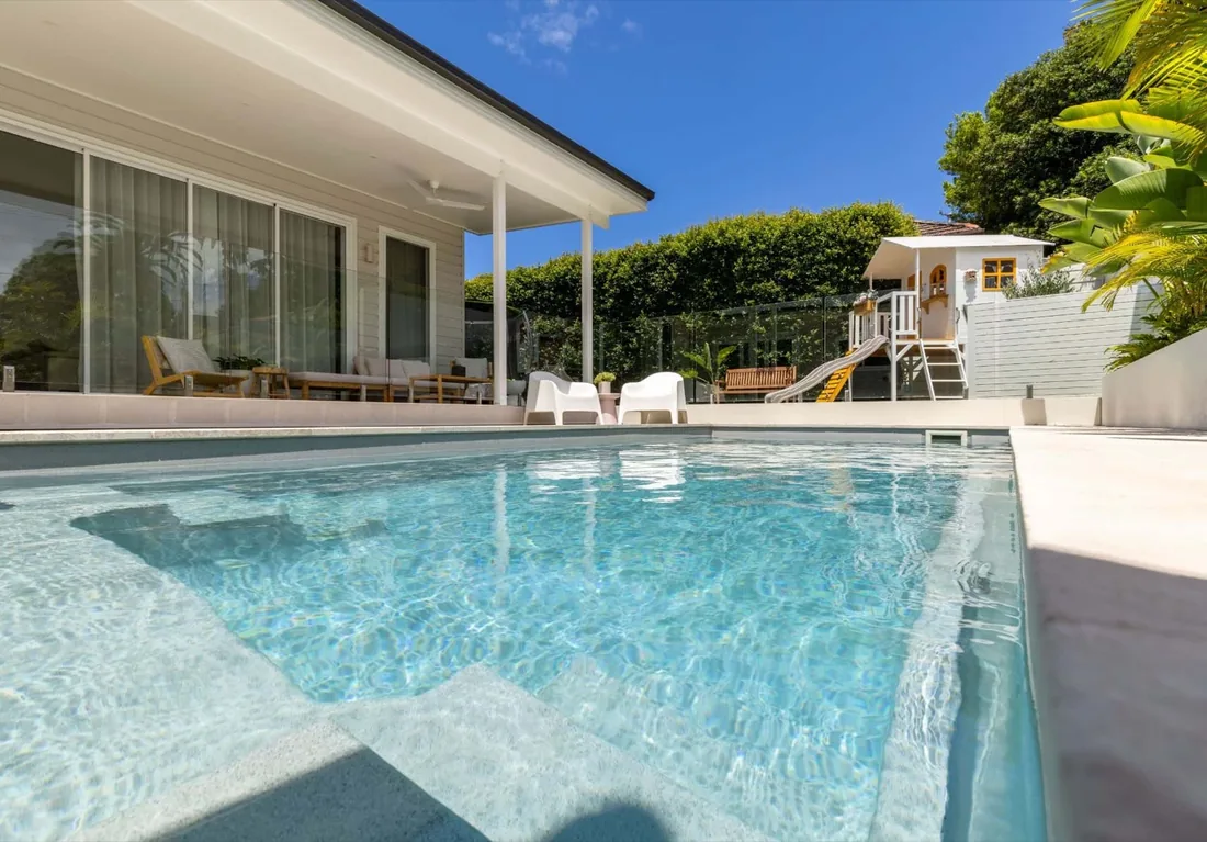 A Nova SL-6 fibreglass pool in Grey Spice