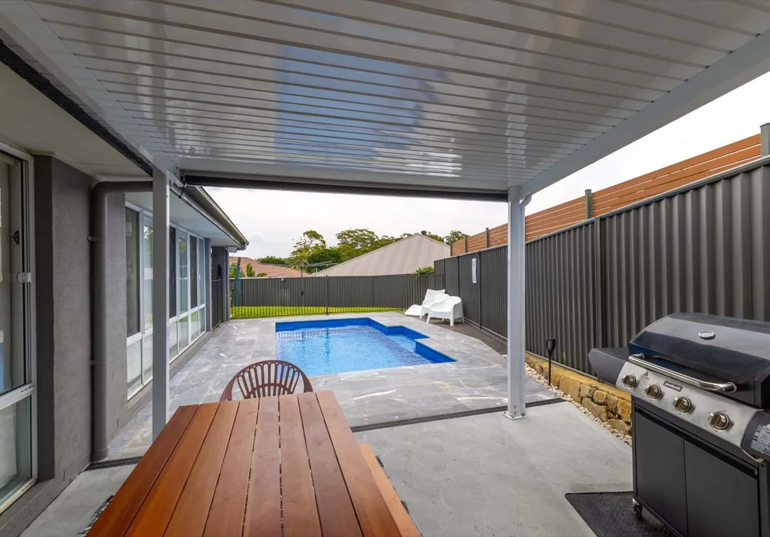 A Oasis 6 fibreglass pool in Crystal Sapphire