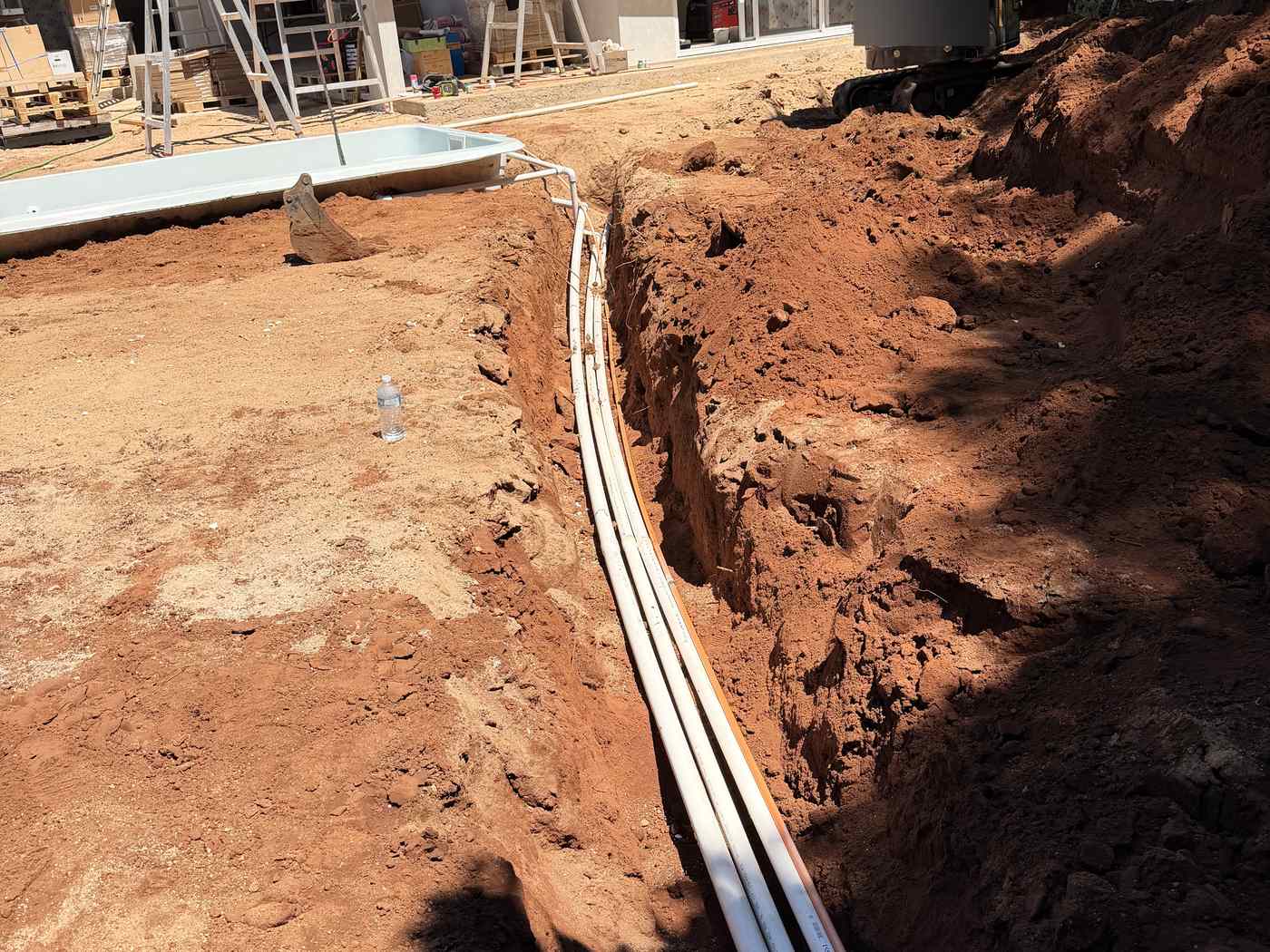 Pipe trench running from the pool to the equipment pad, Mission Beach